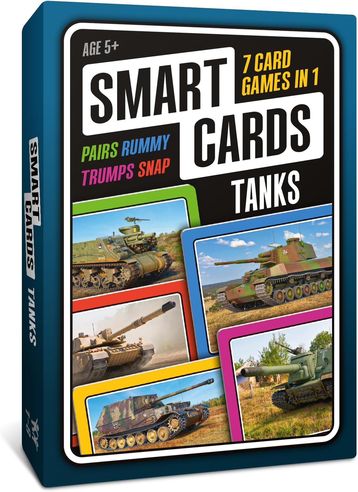 SMART CARDS Tanks, 7 games in 1, Pairs, Snap, Trumps, Rummy, Memory Quiz, Learn Facts, Travel Game, Gift, Stocking Filler, Age 5+, 1-8 Players