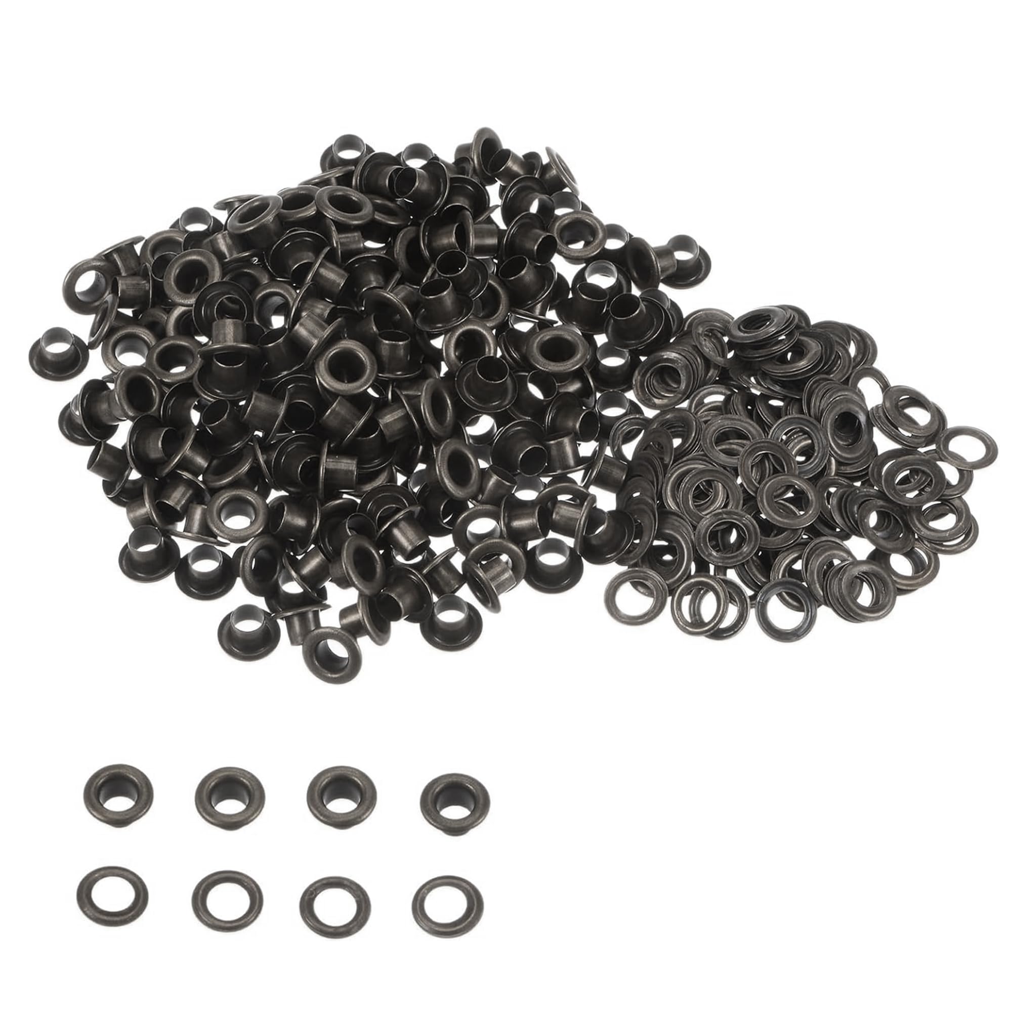 Trimming Shop Gunmetal 4Mm Eyelets With Washers Durable Iron Grommets For Clothing Decoration, Diy Projects, Leathercraft, Scrapbooking, Shoes, Bags, 100Pcs