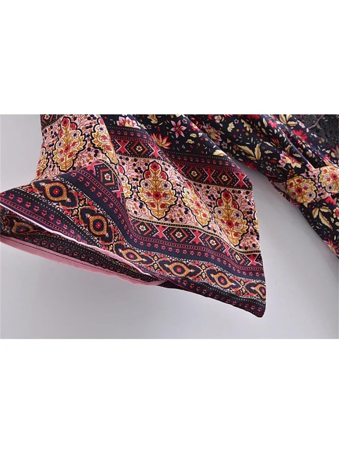 Wjnvfioo Moda damska czarny nadruk plaża bohema kimono dekolt w serek szarfy letni szlafrok okrycie bikini