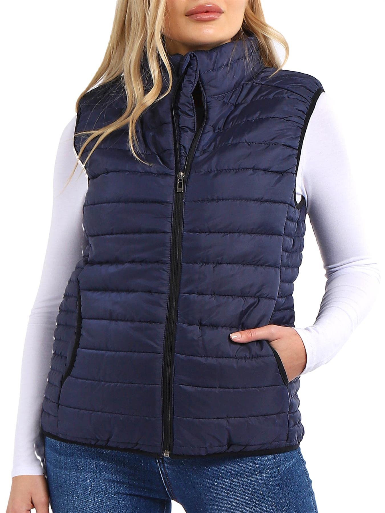 SS7 Womens Gilet Bodywarmer Jacket Quilted Waistcoat Plus Sizes Navy