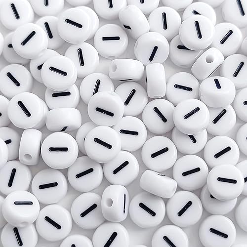 Vista 21 de 100 cuentas de letras, cuentas redondas blancas acrílicas del alfabeto de 0.157 x 0.276 pulgadas, cuentas de la letra H para hacer joyas, pulseras