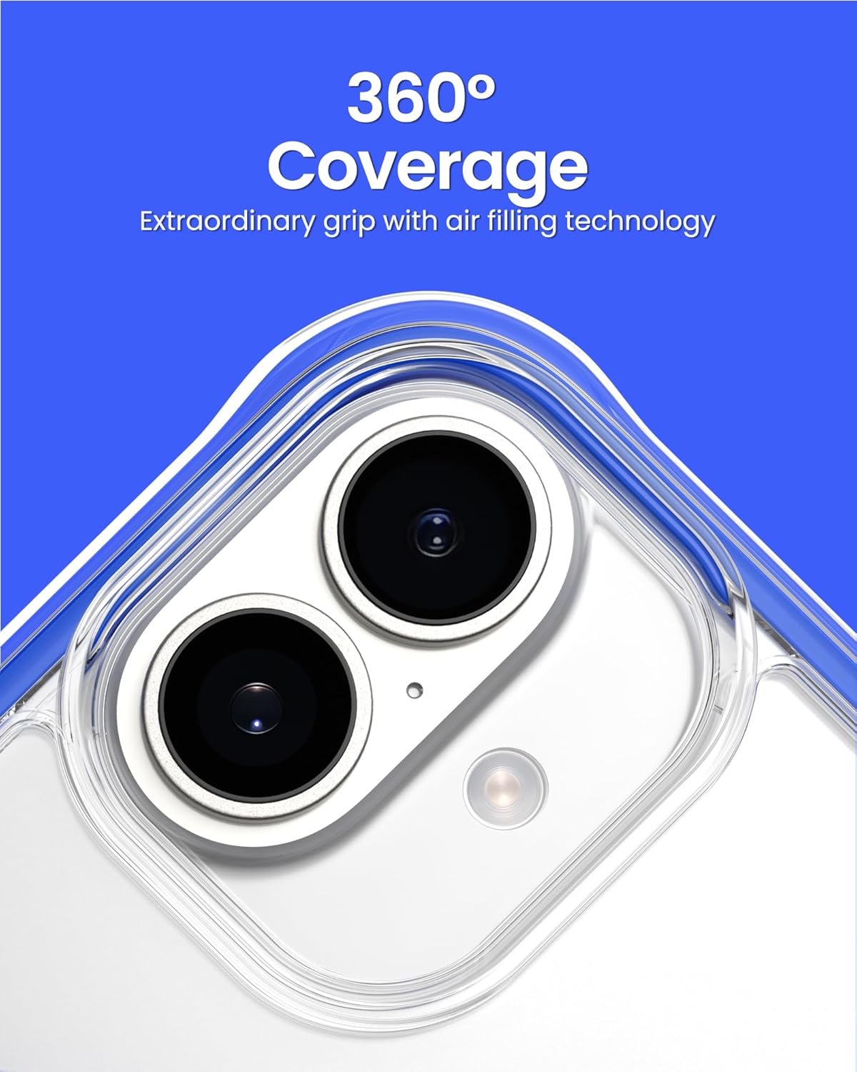 ORNARTO Air Case for iPhone 16 Clear, Compatible with MagSafe, Military-Grade Drop Protection Cover with Built-in Air-Blue - Image 4