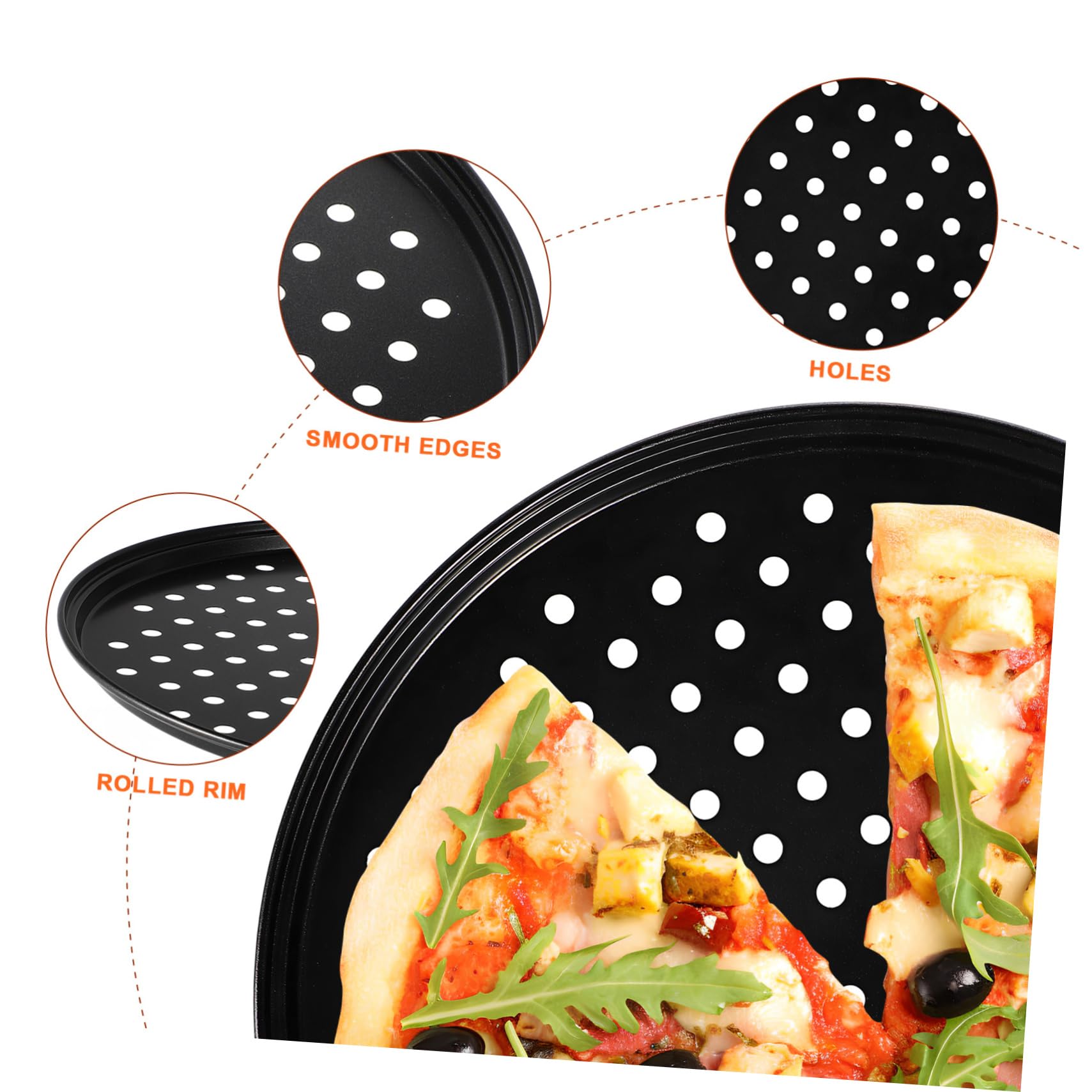 Plaque À Pizza Ronde Robuste En Acier Carbone Avec Trous De 32 Cm De Diamètre Plaque De Cuisson À Pizza Ronde Répartition Uniforme De La Chaleur Antiadhésive
