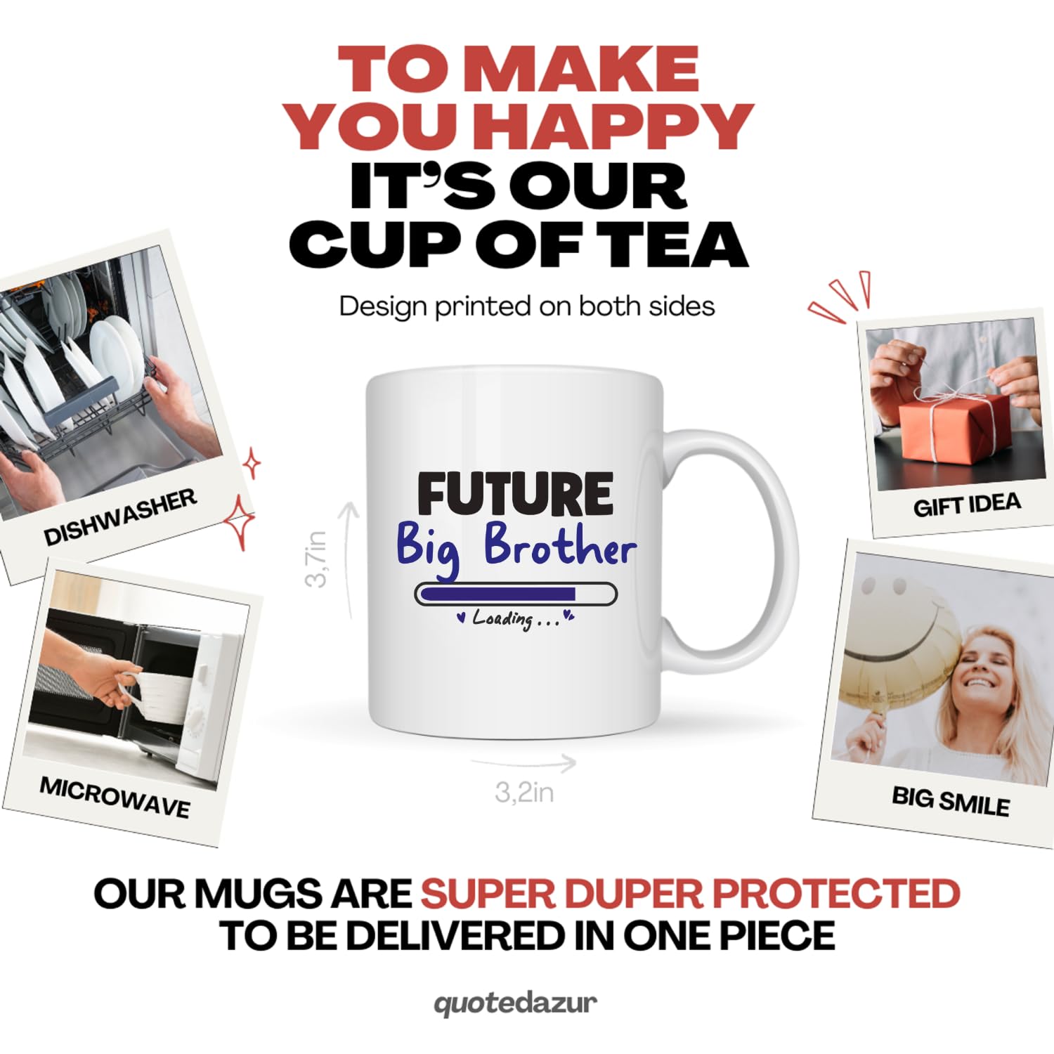 quotedazur - Mug Future Big Brother - Special Baby Announcement (Loading...) - Cute Sibling Announcement Gift, Fun Baby Reveal for New Parents, Family Celebration, Idea
