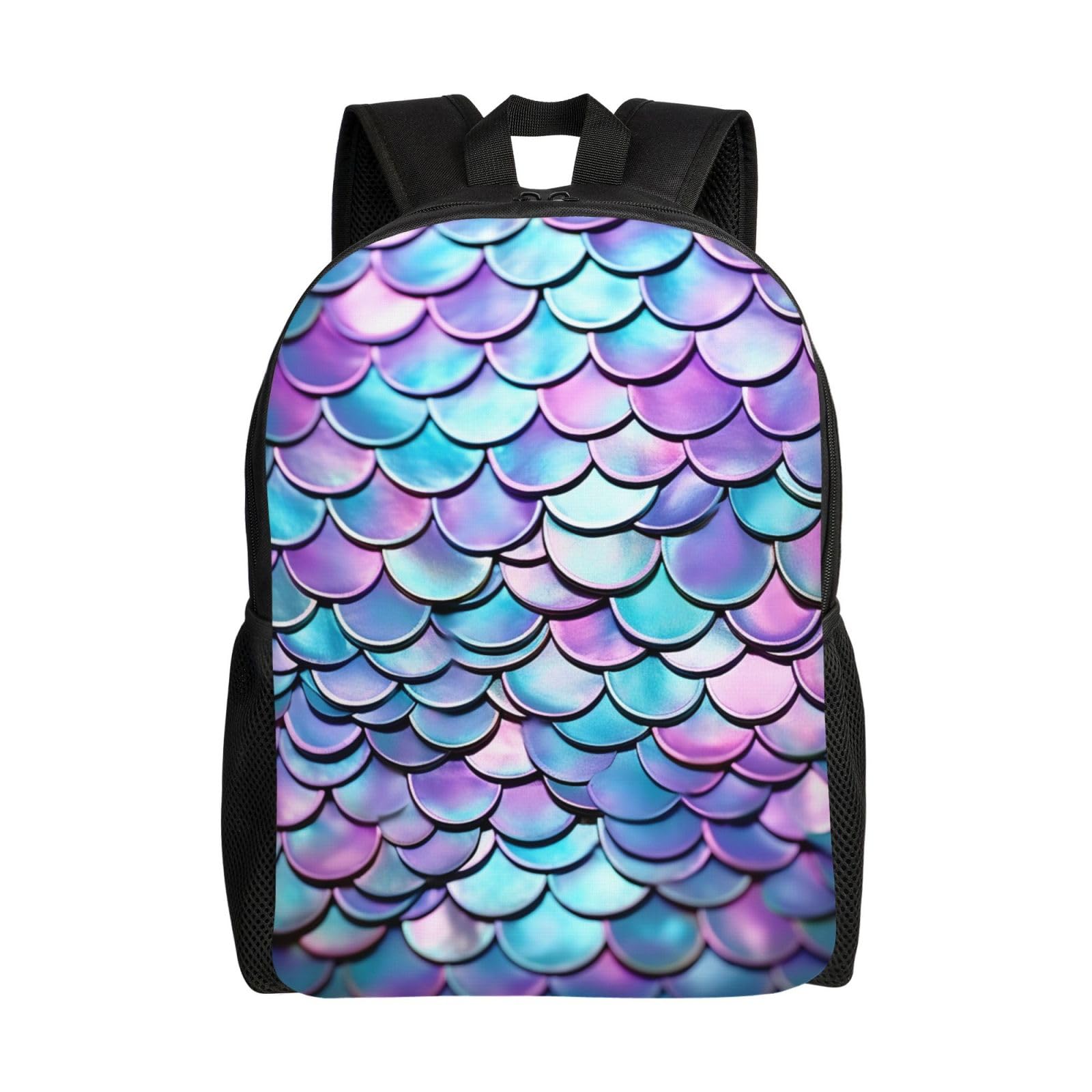 Sac à dos ordinateur imperméable au design unique sirène aquarelle noir et léger - 8