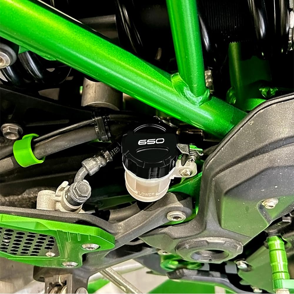Für KAWASAKI Z650 Z 650 RS Ninja650 ninja 650 2017-2025 Versys650 Aluminium Zubehör Motorrad Vorne Hinten Abdeckung des Bremsflüssigkeitsbehälters Motoröl-Einfülldeckel Beschützer (Schwarz)