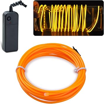 lychee 15ft EL Wire Neon Glowing Strobing Electroluminescent Light El Wire w/Battery Pack for Parties, Halloween Decoration Yellow