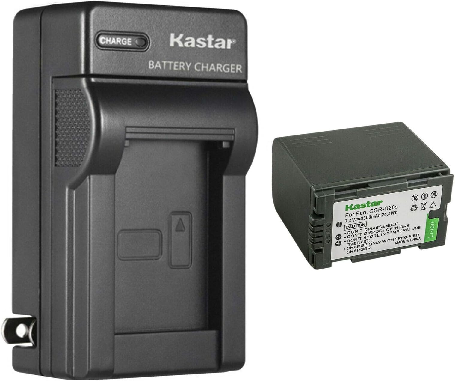 Kastar 1-Pack CGR-D28 Battery and AC Wall Charger Replacement for Panasonic NV-DS11EN, NV-DS11ENA, NV-DS11ENC, NV-DS12, NV-DS12B, NV-DS15, NV-DS20, NV-DS25, NV-DS27, NV-DS28, NV-DS29, NV-DS30, NV-DS33