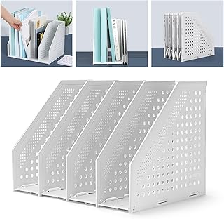 Porte-revues debout Porte-revues pliable en plastique ECO-PP robuste pour le bureau et la maison – Classeur sur pied peu encombrant avec 4 compartiments au design élégant