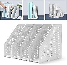 Standing Magazine Rack Foldable Magazine Rack Sturdy ECO-PP Plastic for Office and Home - Space-Saving Freestanding File with 4 Compartments in Stylish Design