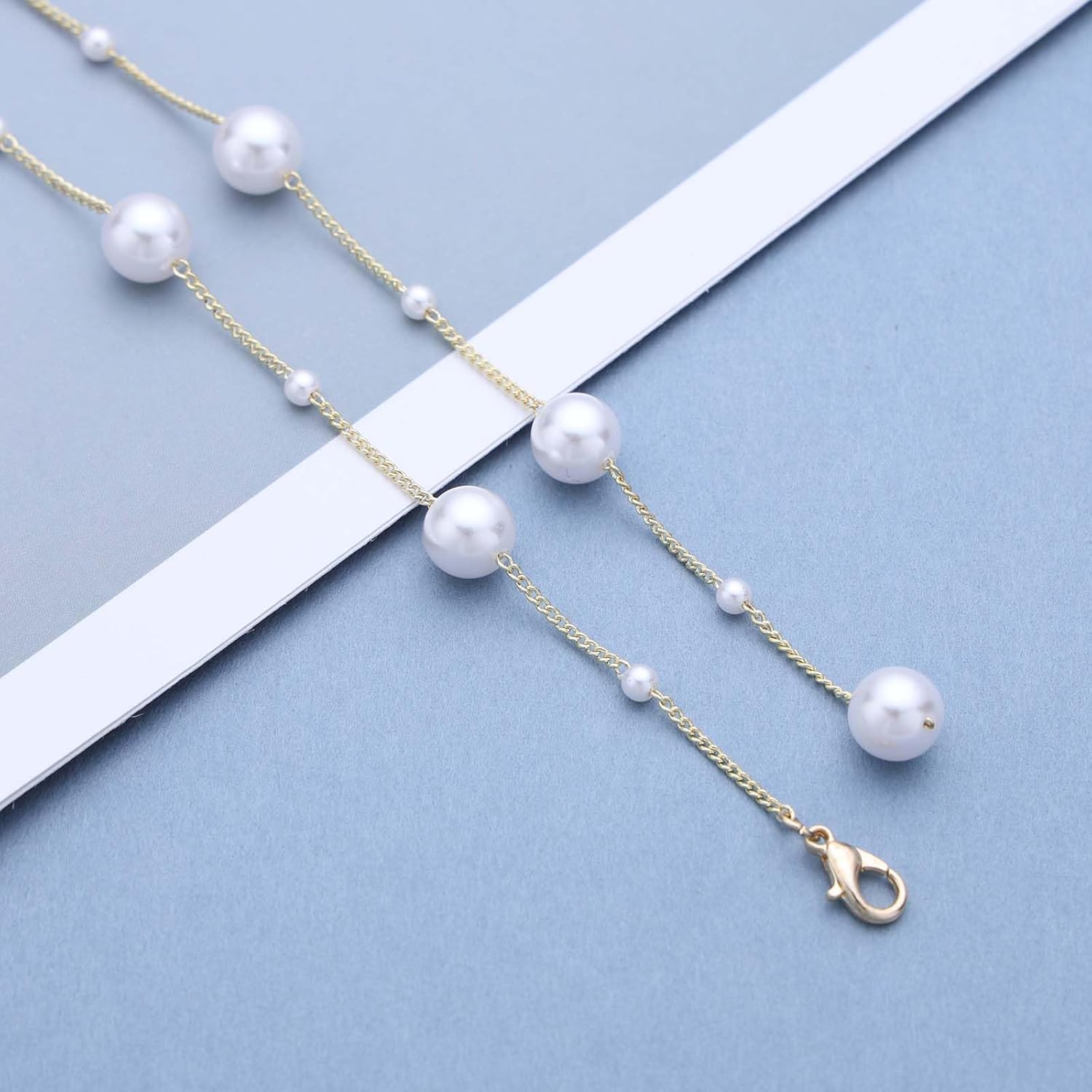 Bohemian Y Lariat Pearl Choker Necklace Gold Pearl Pendant Necklace Satellite Pearl Chain Necklace Y Shape Pearl Collar Necklace Jewelry for Women - Image 6