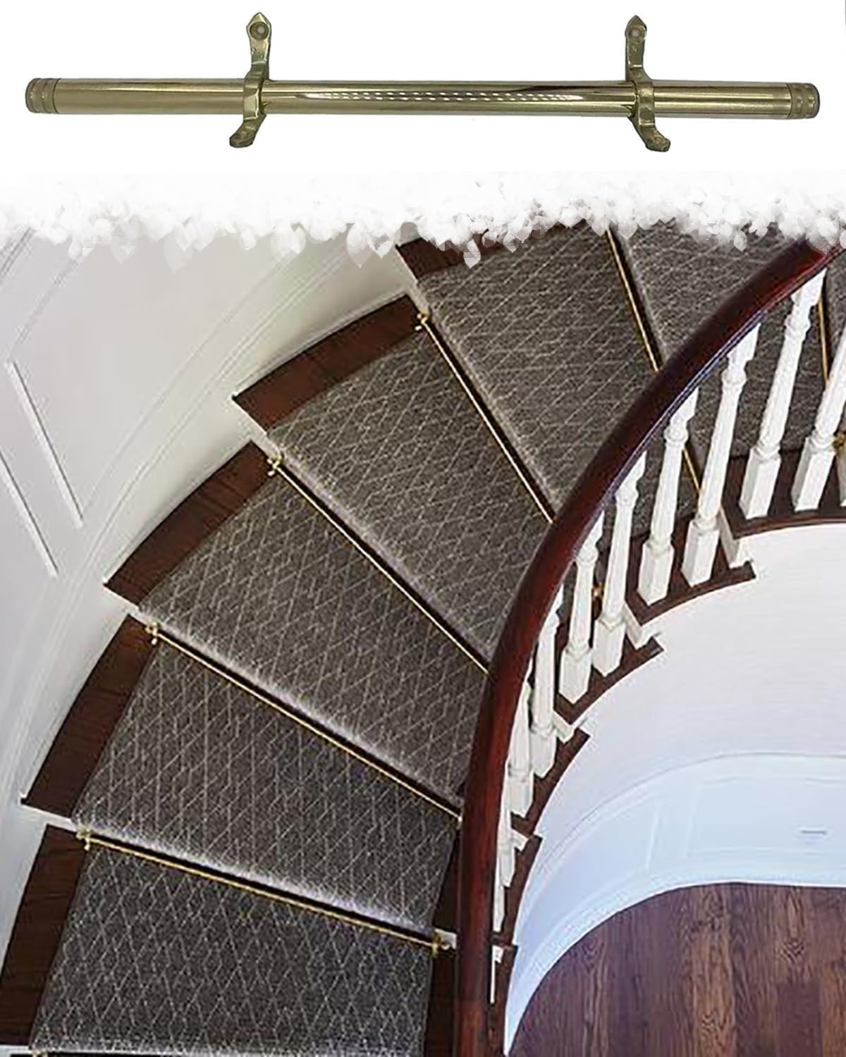 CGCSYZ Stair Carpet Rod, Brass Stair Tubular Rod with Fixed Bracket Hardware, Easy to Install to Fix Stair Carpet (1pcs 65cm/25.6in/2.1ft)