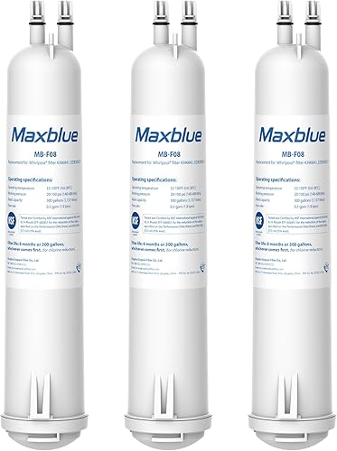 Maxblue MB-F08 Repuesto para 4396841, Everydrop Filter 3, EDR3RXD1, 4396710, Kenmore 46-9083, 46-9030, filtro de agua para refrigerador, 3 filtros
