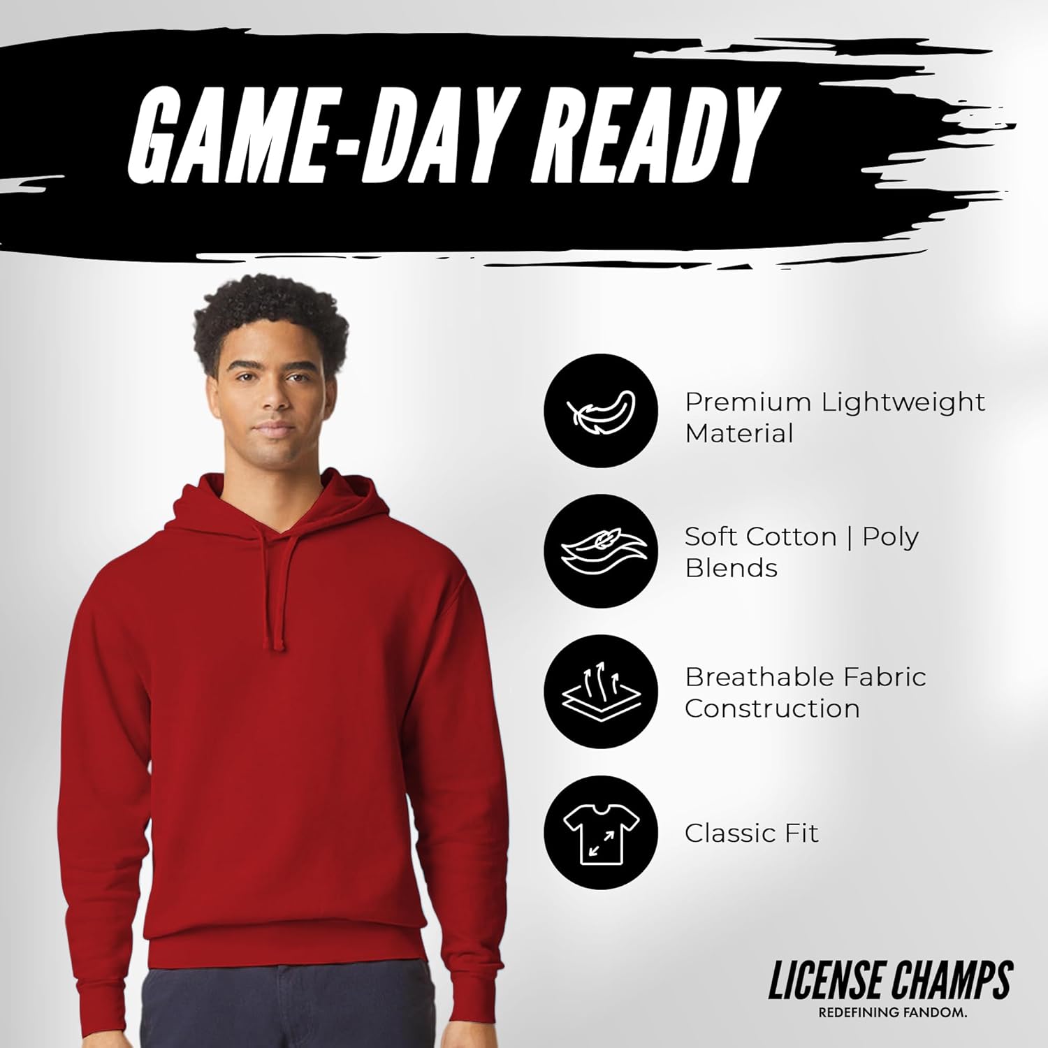 License Champs Hooded Sweatshirt | Official NCAA College Merch | Mens Womens Adult Hooded Sweatshirt | Mens Womens | Bar Logo