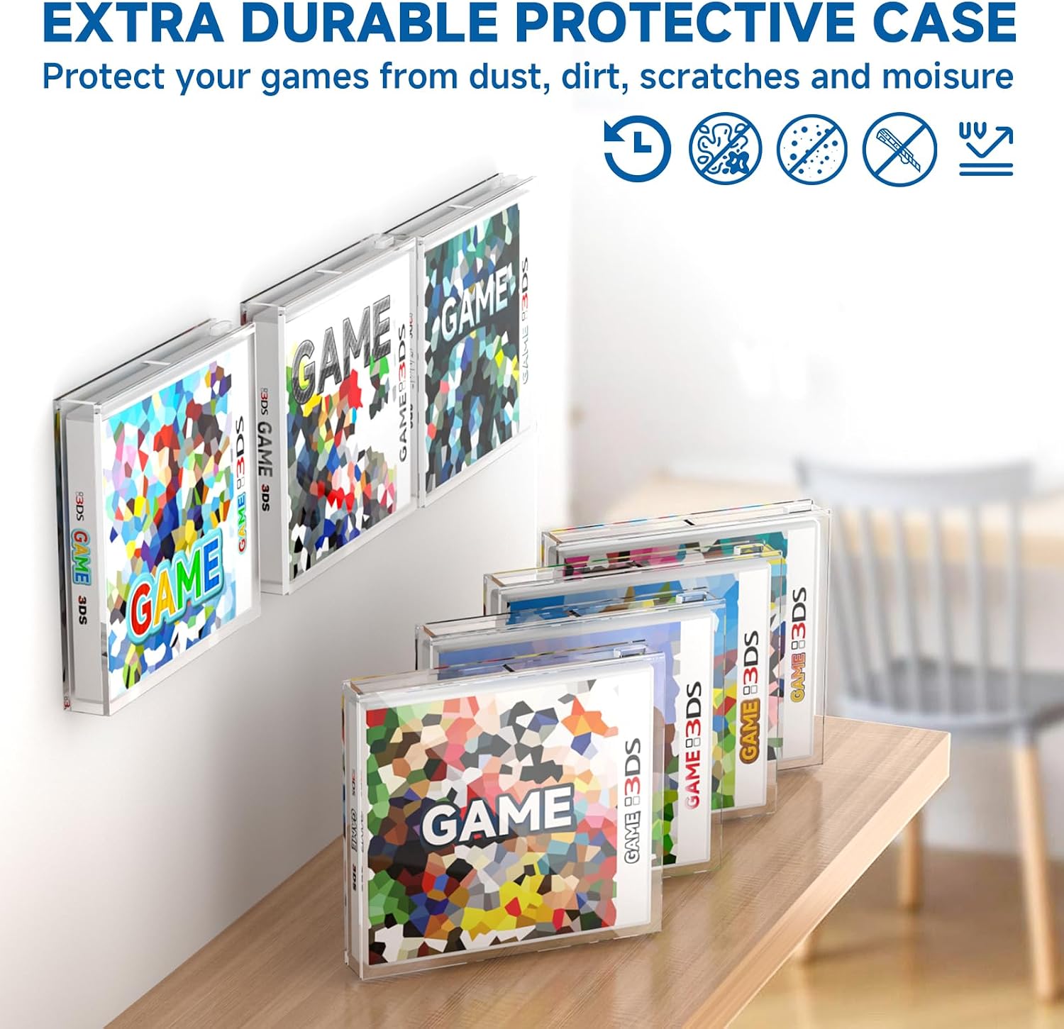 Video Game Box Protector Case for 3DS Games, 3MM Clear Acrylic Display Case with Wall Mount Compatible with Nintendo 3DS Game Box (Pack of 1)