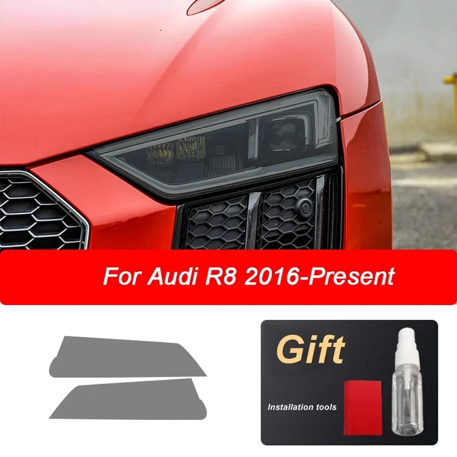 Autoscheinwerfer Schutzfolie für Audi A4 8V A3 B8 B9 A5 A6 C8 A7 A8 D4 TT E-tron R8,Autoscheinwerfer-Schutzfolie Anti-Kratz-Folie TPU-Aufkleber Zubehör,Blackened