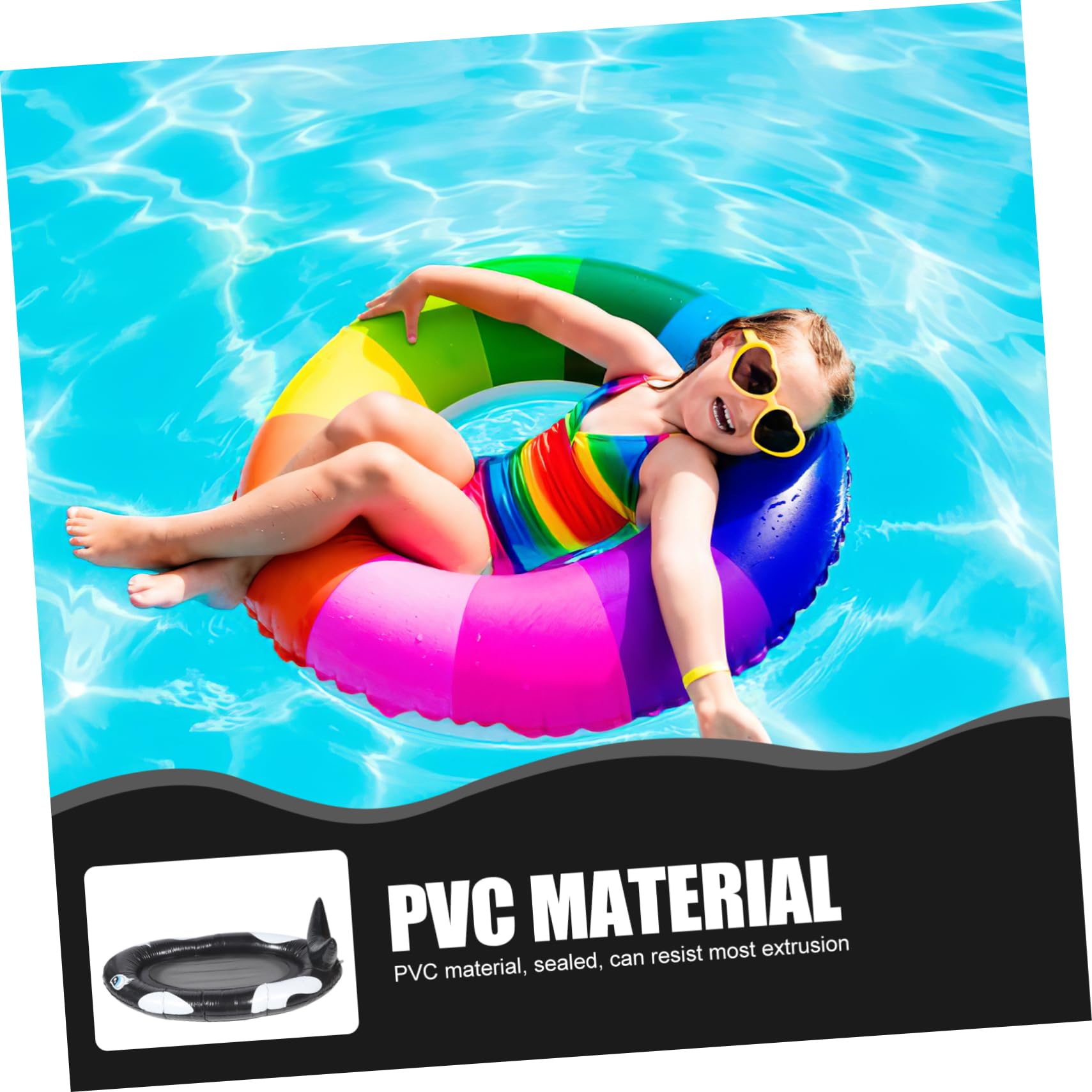 Hamaca Flotante para Piscina Plegable de Malla, Negro PVC, Adulto | Reclinable, Superficie Lisa, Diseño de Patrón Bonito, para Fiesta en Piscina