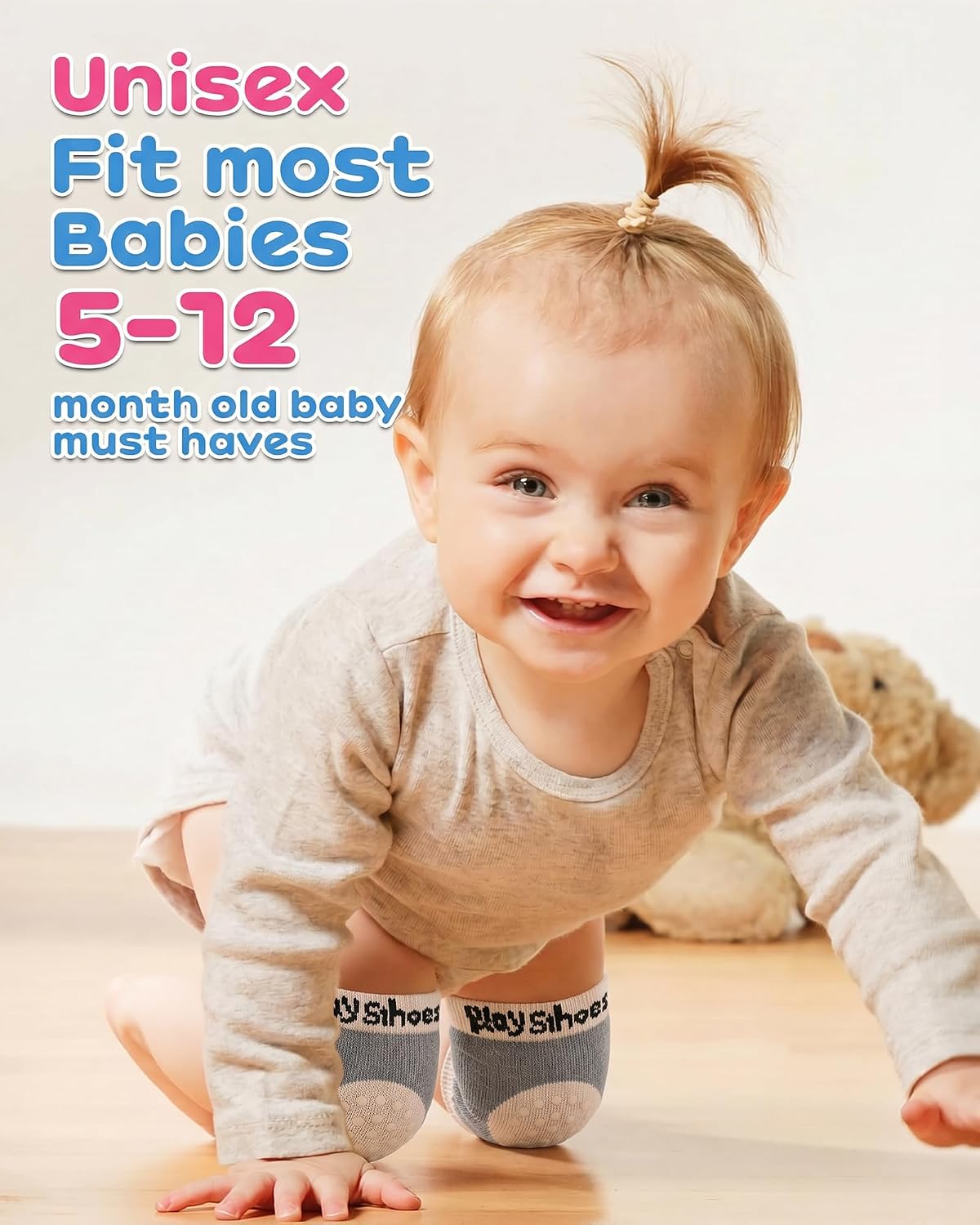 BOSONER Baby Crawling Anti-Slip Knee, Unisex Baby Toddlers Kneepads 5 Pairs