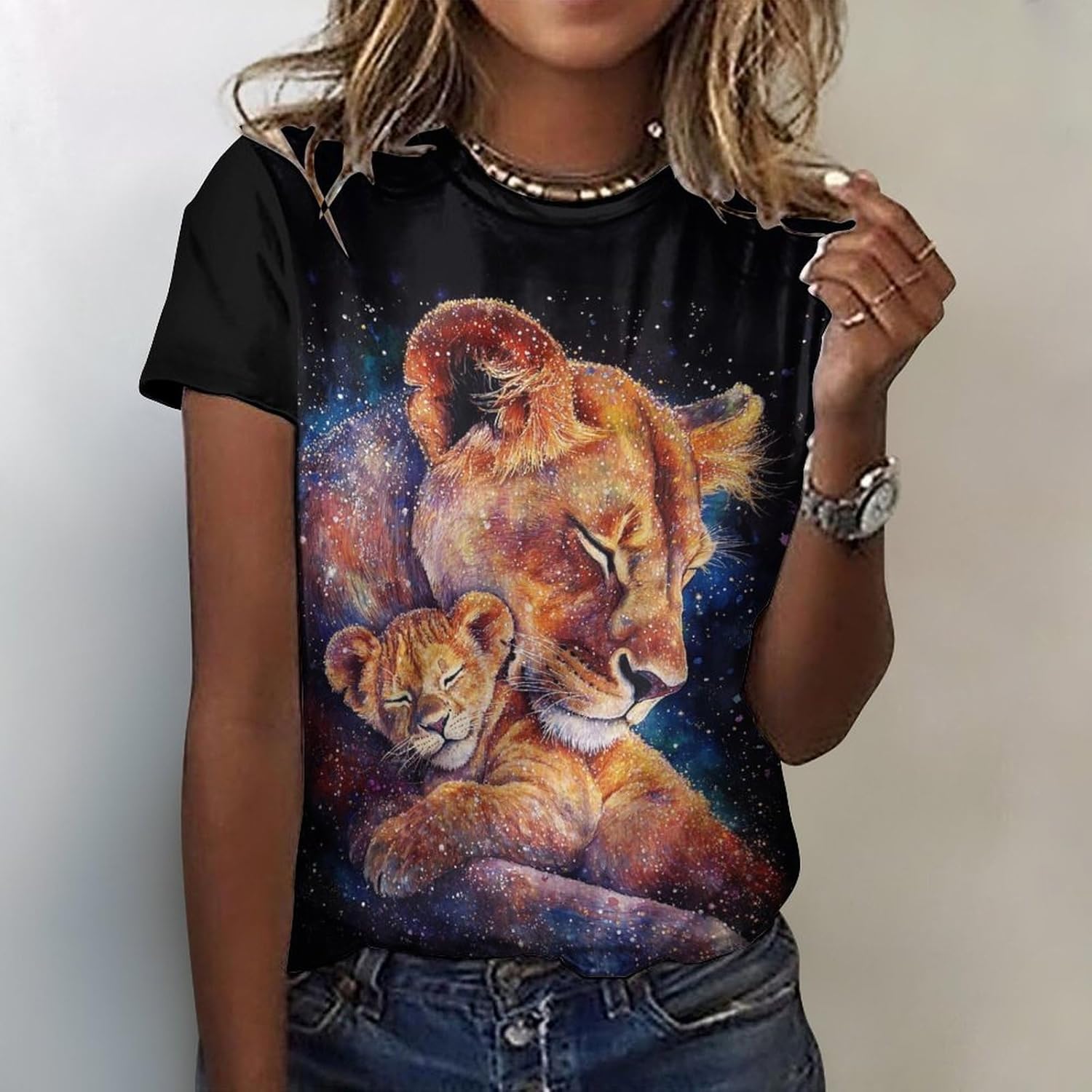 Mothers Day Shirt Animals Print Funny Casual Soft Comfy Short Sleeve Cotton Oversized Mama Daughter Matching Shirts - Image 2