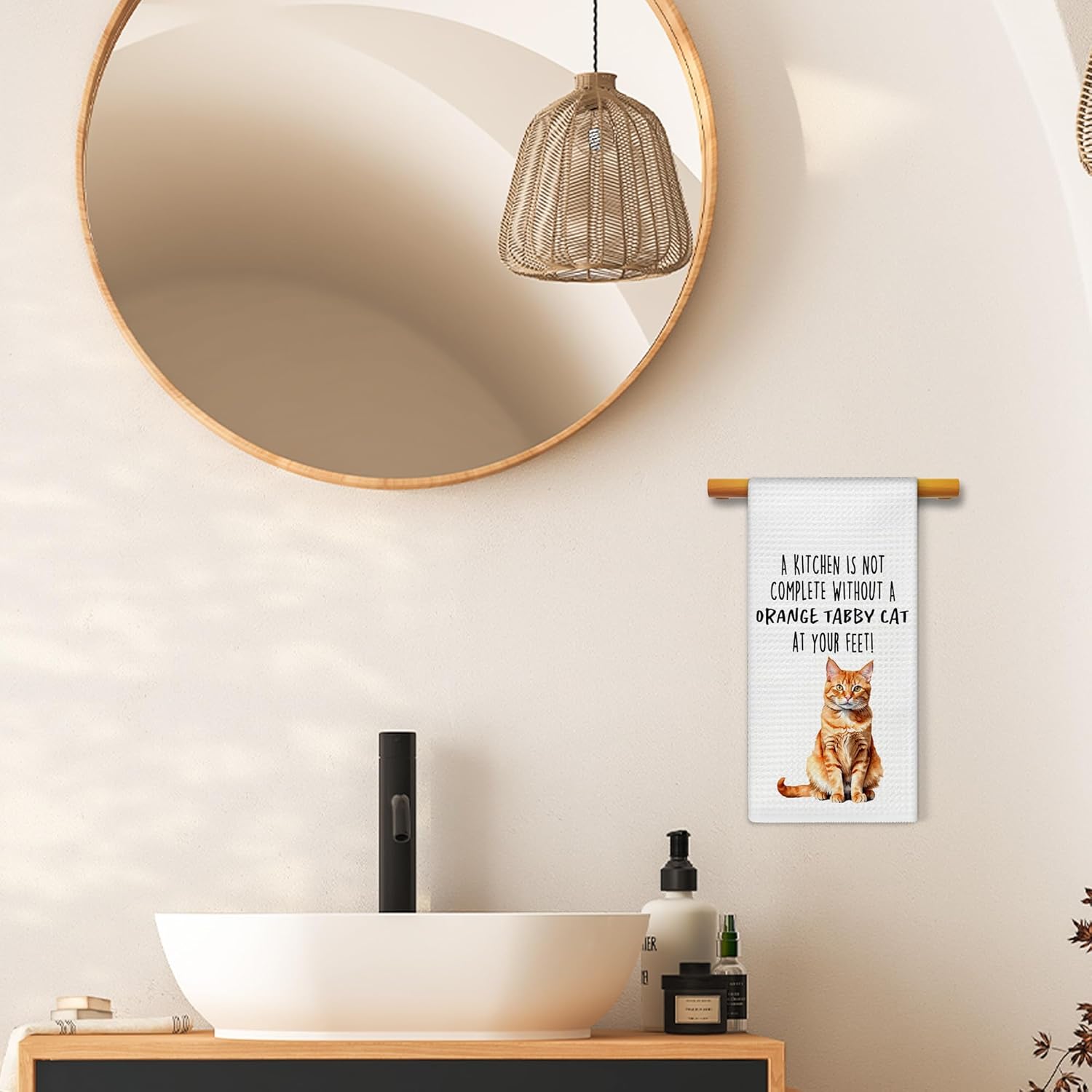Funny Orange Tabby Cat Gifts Kitchen Towels, Cat Lover Gifts for Women, Funny Hand Towels for Bathroom Decor, A Kitchen Is Not Complete without Dishcloths Dish Towel forKitchen 16x24 Inches - Image 4