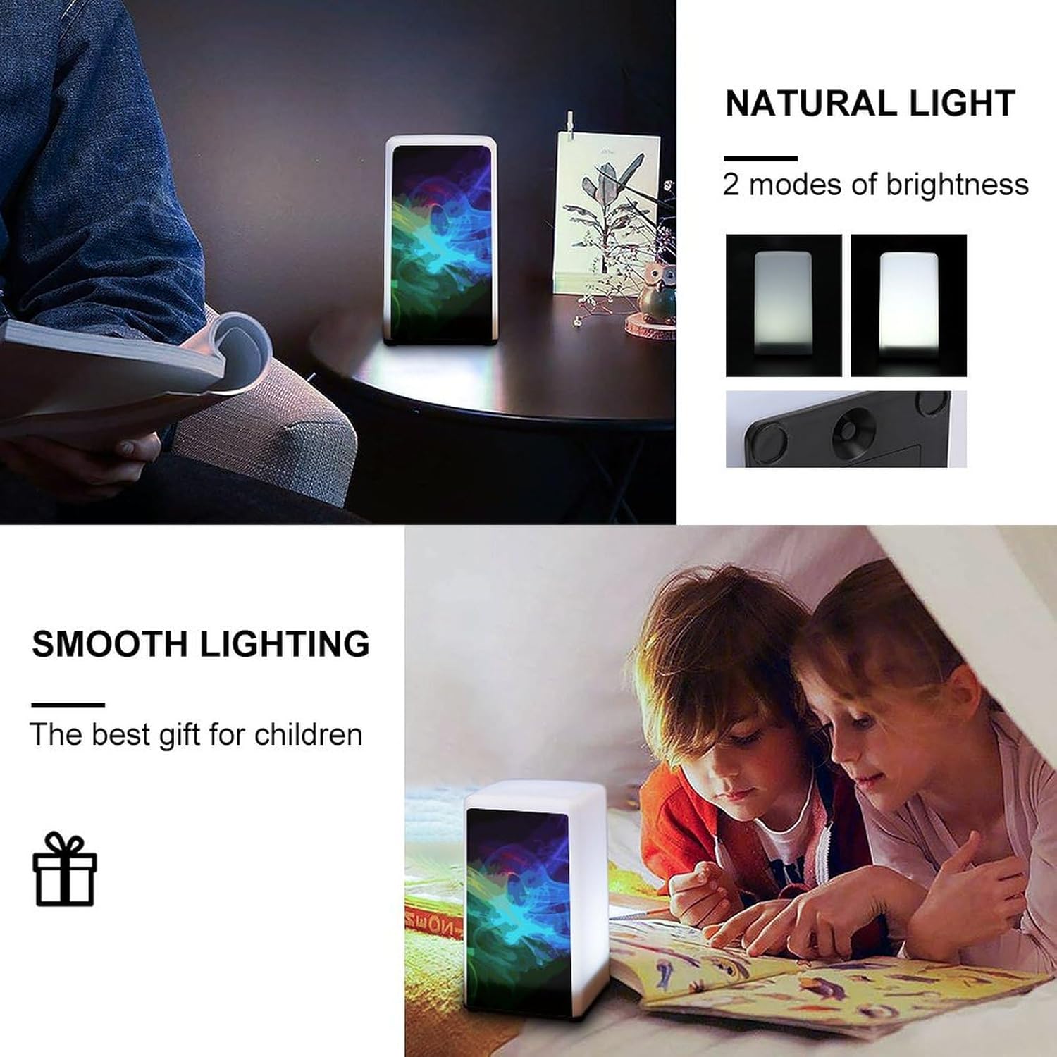Desk Lamp for Office Home Dimmable Small Desk Lamp Rainbow Smoke Battery Operated Lamp for Reading Study Work