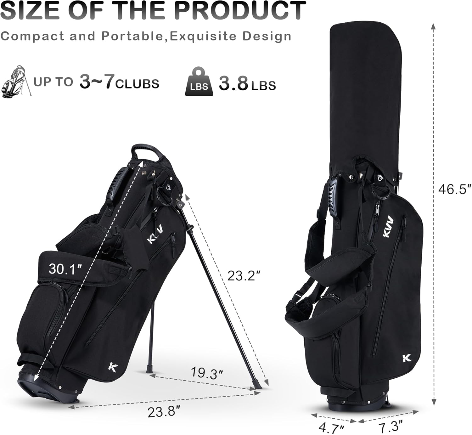 KVV Junior Golf Bag, Lightweight Golf Stand Bag for Young Players for Ages 4-6,6-8,9-12, 12 and Up