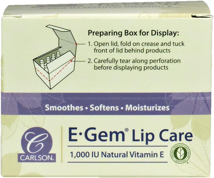 Carlson E-Gem Lip Care 1,000 IU, Vitamin E, 12 Tubes