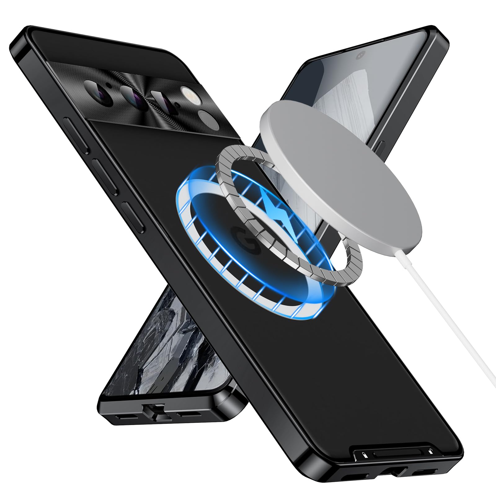 BESINPO Magnétique Coque Pour Google Pixel 10 Pro XL,[Compatible Avec MagSafe][avec Verre Trempé] Protection De Qualité Militaire, Antichoc Translucide Arrière Coque Pour Pixel 10 Pro XL(Transparent