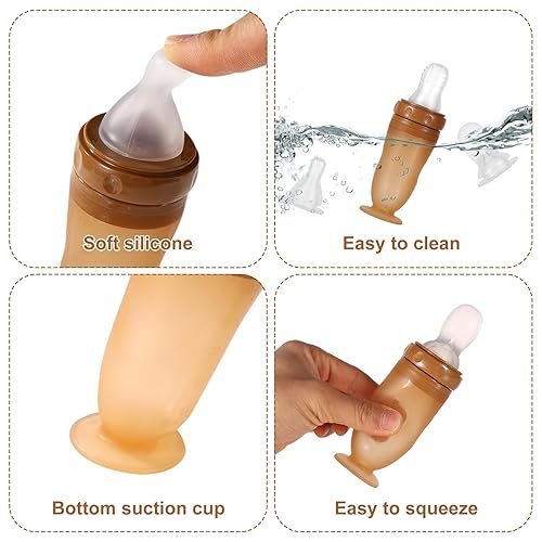 Miniatura 6 de Biberón para bebés, dispensador de alimentos de silicona 3 en 1, alimentador para apretar, biberón multifuncional para bebés, botellas de destete
