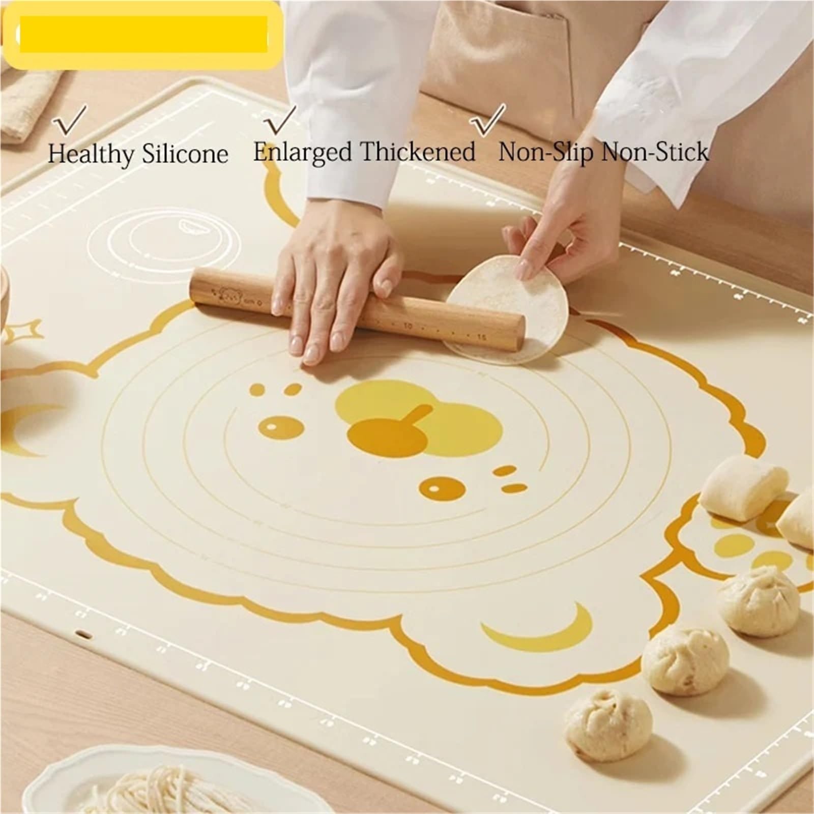 Teigknetmatte 60/70/80 cm Knetmatte aus verdicktem Silikon, Teigausrollmatte und Backunterlage for Zuhause(80 * 60CM)