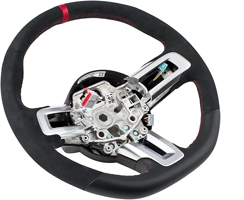 Volante de gamuza y piel con costuras en tono rojo para Mustang y GT350R