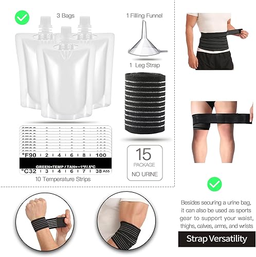 Miniatura 7 de El kit completo de prueba de orina de 15 piezas incluye 3 bolsas transparentes a prueba de fugas, 10 tiras adhesivas de prueba de temperatura,