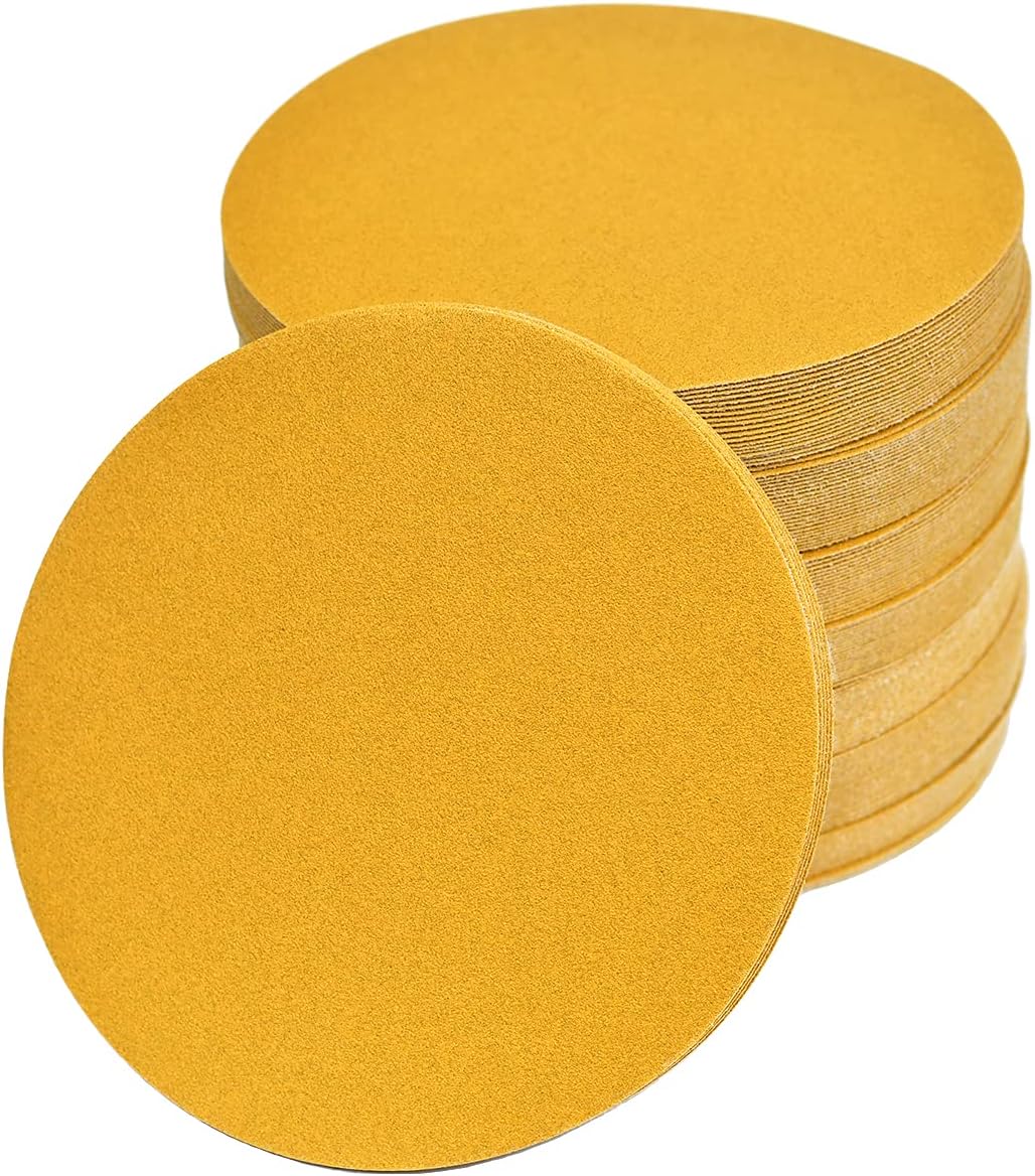 6-Inch No-Hole Hook and Loop Sanding Discs 180-Grit, Random Orbital Sandpaper for Automotive and Woodworking, 100-Pack