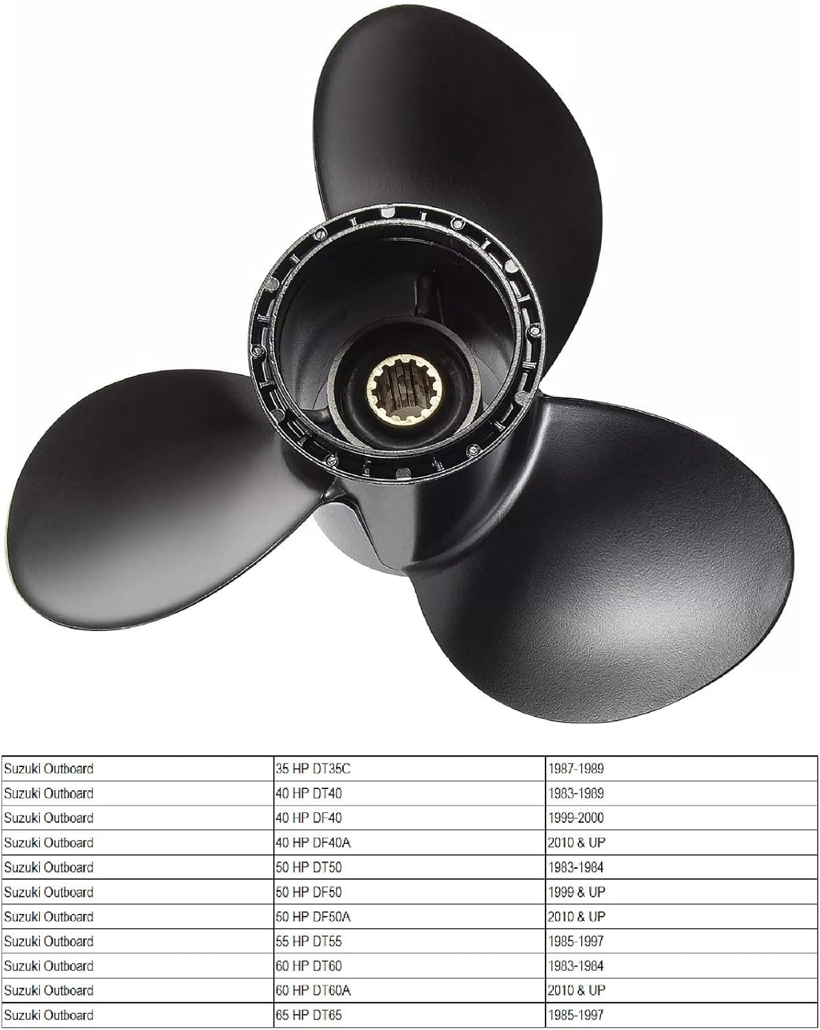 MARKGOO Propeller 11 1/4 X 15 Pitch with Hub Kit for Suzuki Outboard 35 40 50 55 60 65 HP Boat Motor Engine Parts 3 Blade Aluminum Prop 11.25 X 15 RH 13 Spline Tooth 58100-88LR0-019