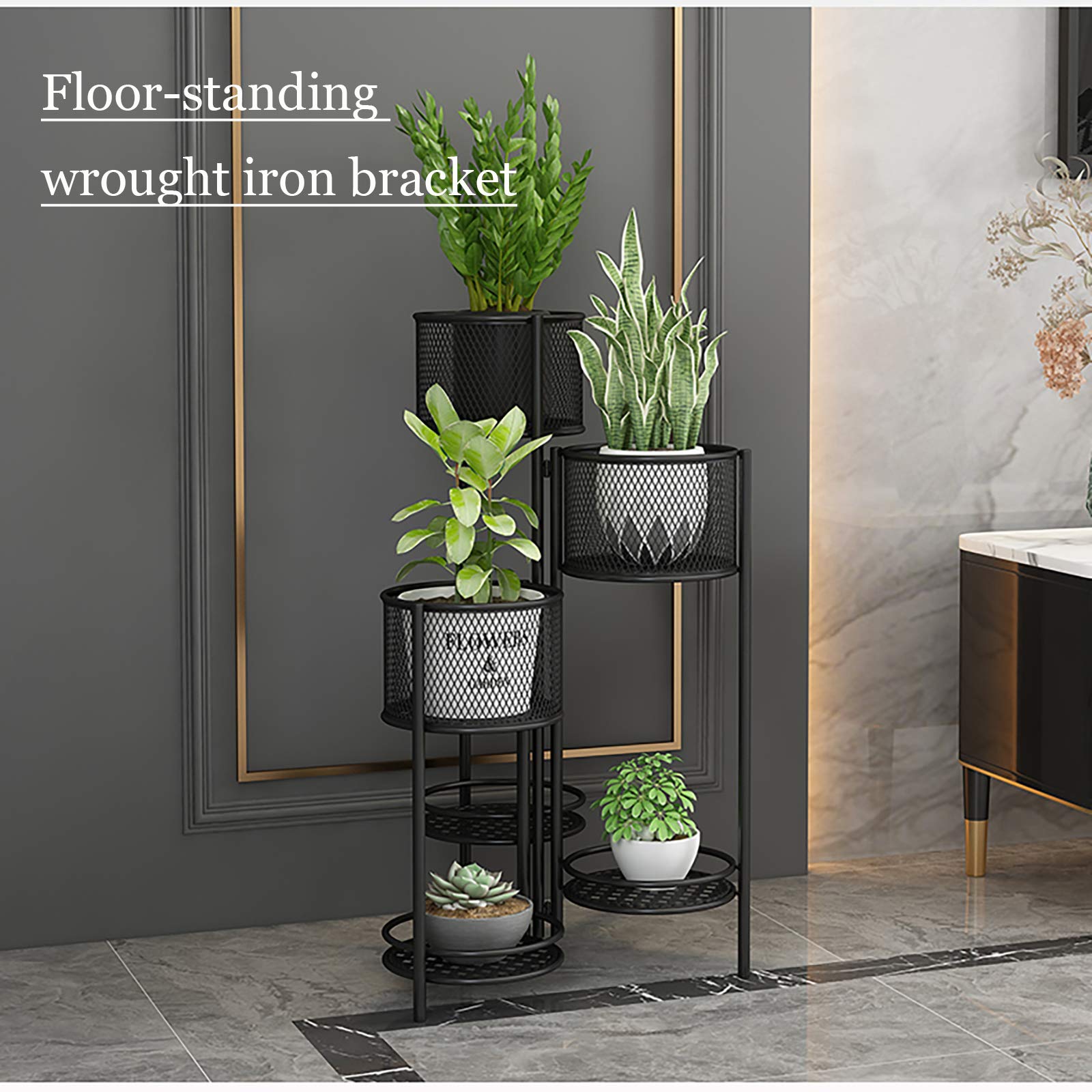 Holder Art Vaso da Fiori, 6 Tier Stand 6 in Vaso di Ferro impianto, casa Pieghevole Decorativo Display Rack, Pianta in Vaso per Patio con Giardino, Soggiorno, Balcone e Camera da Letto,d'oro