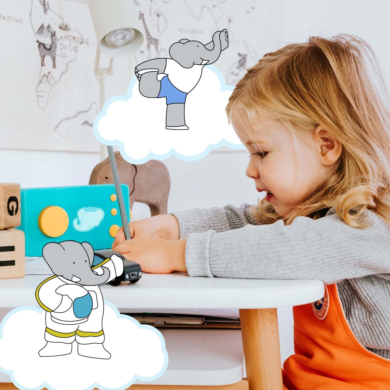 Lunii Babar aux royaumes des éléphants Livre Audio interactif français durée 1h27 dès 3 Ans