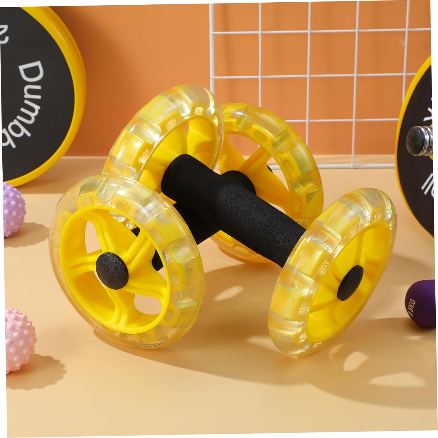 BESPORTBLE Fitness Wheel for Abdominal Strengthening and Tummy Shaping Non Slip Handles Lightweight Exercise Device for Men and Women Yellow