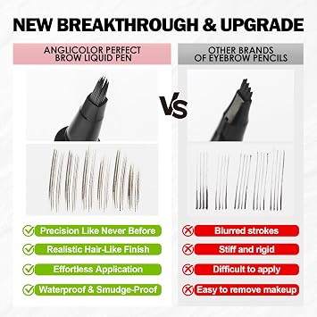 Anglicolor Microblading Eyebrow Pen Simple and easy to use,Square Angled Brush, liquid eyebrow pencil,Waterproof &, Natural Hair-Like Arches (02 Mocha)