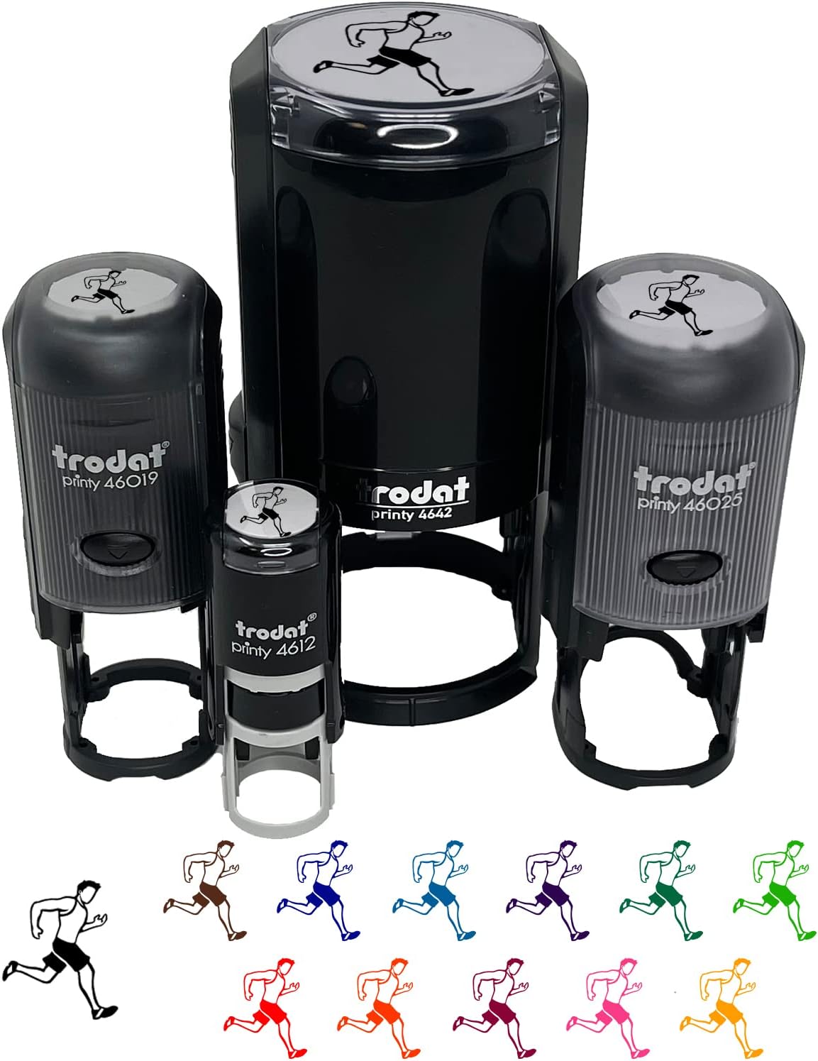 Running Man Fitness Exercise Marathon Workout Jogging Track and Field Self-Inking Rubber Stamp Ink Stamper for Stamping Crafting Planners – 1/2 Inch Mini – Sky Blue Ink