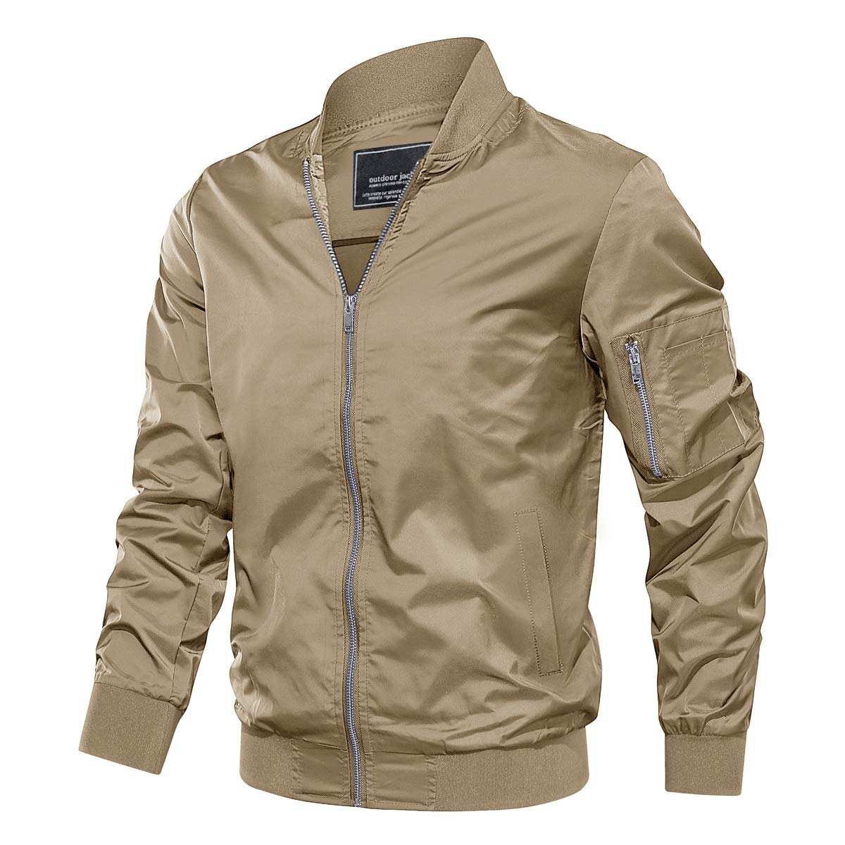 TACVASEN Men's Bomber Jacket Lightweight Casual Spring Fall Windbreaker Zip Up Coat with Pocket