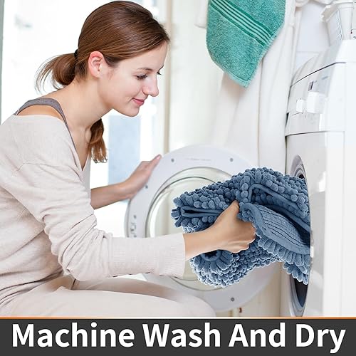 Miniatura 609 de Yimobra - Tapete de baño largo de felpilla, grande de 55.1 x 24 pulgadas, microfibra gruesa, absorbente, extrasuave, antideslizante, peludo, lavable