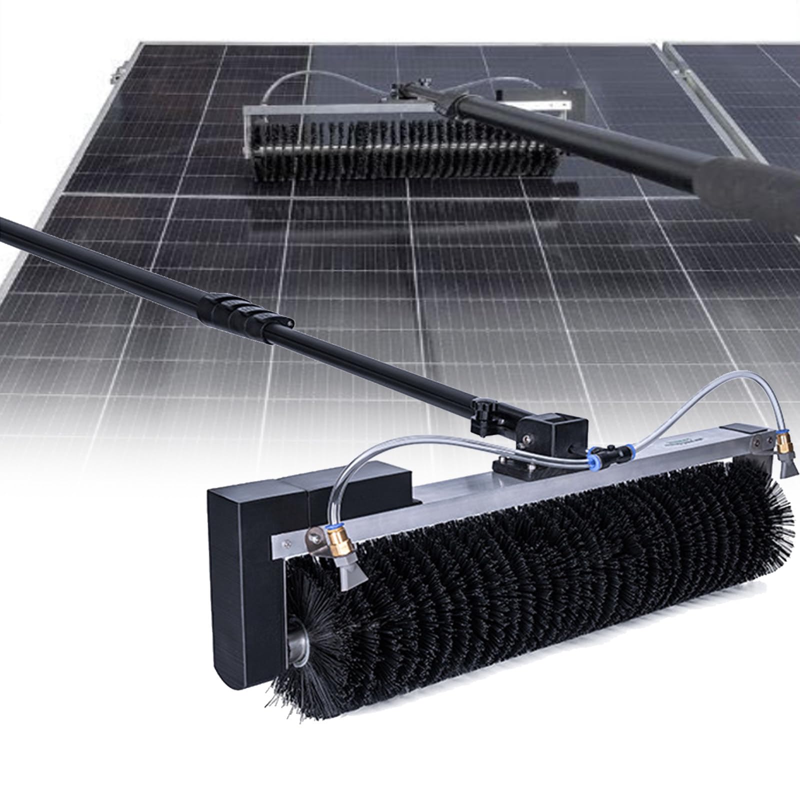Aioneer Solar Panel Cleaning Brush With Telescopic Rod For Efficient Roof Maintenance And Photovoltaic Panel Care-5.5m/18ft