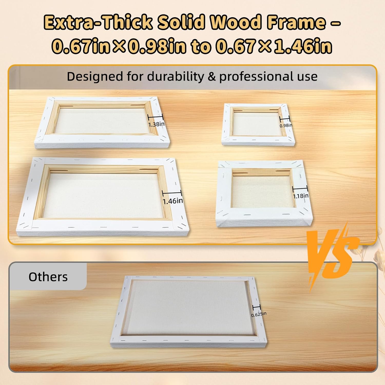 22-Pack Stretched Canvases Set– 6 Sizes 6"x6" to 16"x20", 10oz 100% Cotton Duck with Seed Husk, Triple Acid-Free Gesso, Reinforced Pine Frames for Oil, Acrylic & Mixed Media