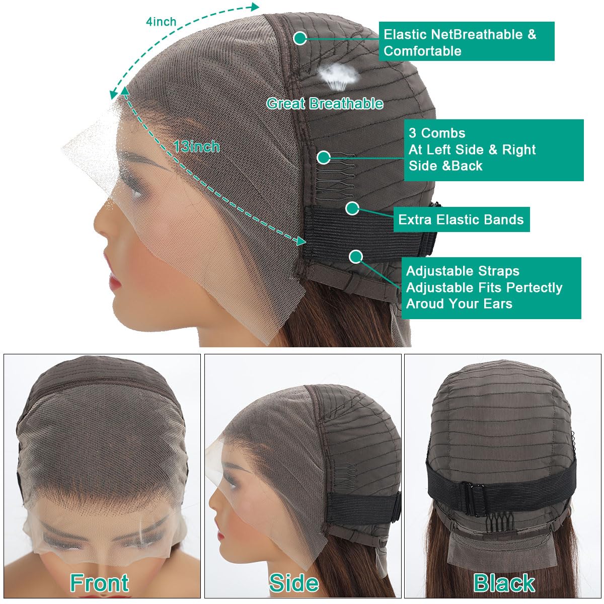 Reddish Lace Front Bob Wigs Human Hair Short Brown Copper Red 13x4 Lace Frontal 33b# Color Bob Wig Pre Plucked Straight Human Hair Bob Wigs for Women（14"）