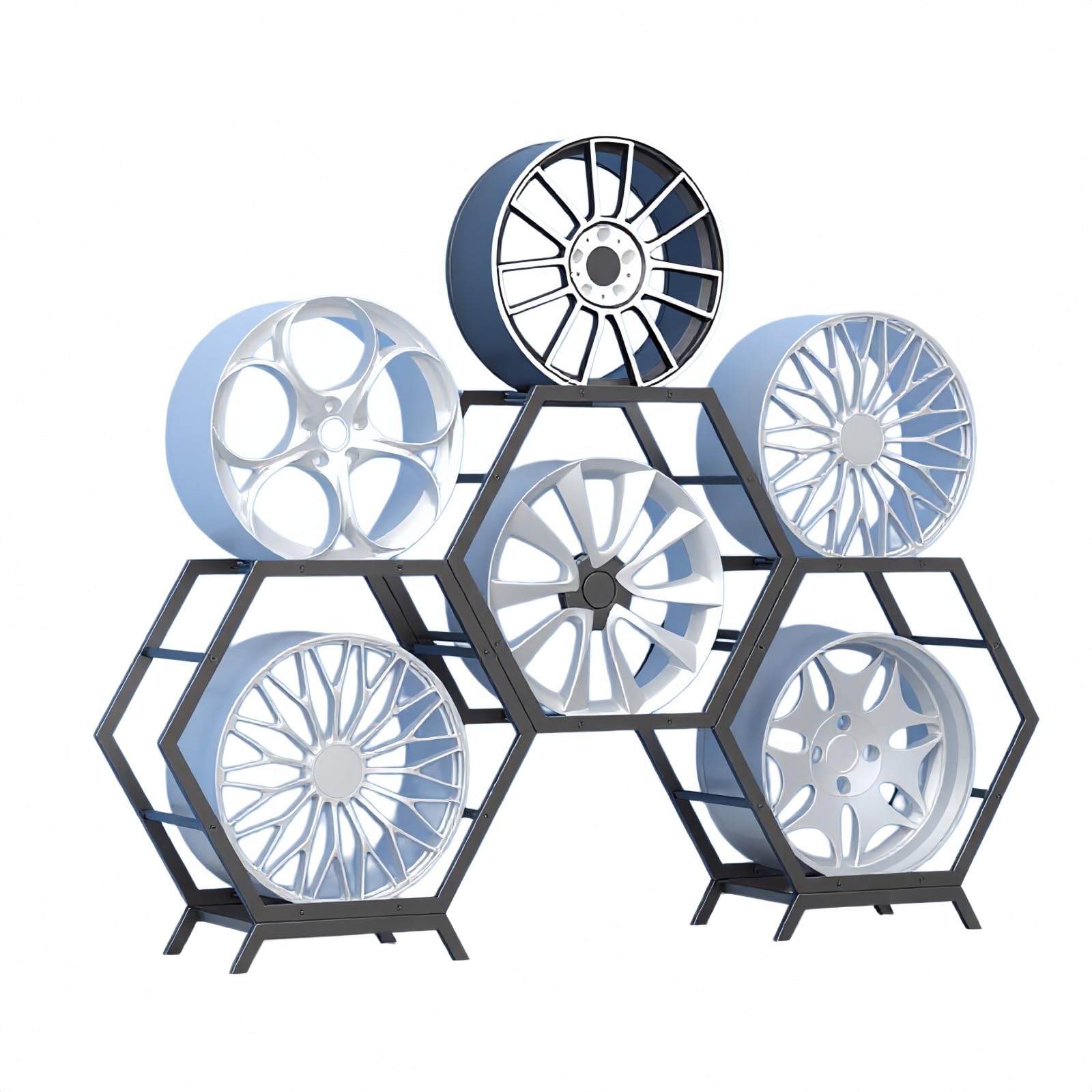 AKFNCJE Adjustable Car Rim Display Rack, Freely Combinable Rim Storage Rack