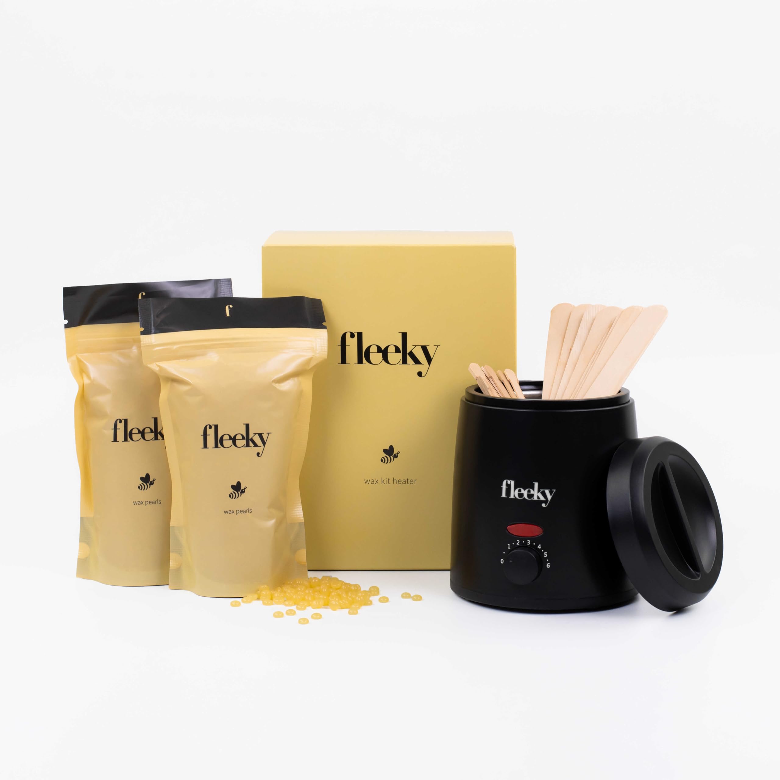Fleeky Wax Heater Kit – Set completo di cera elettrico con scalda cera per pelle liscia come la seta su fleek, risultati professionali e maneggevolezza per principianti