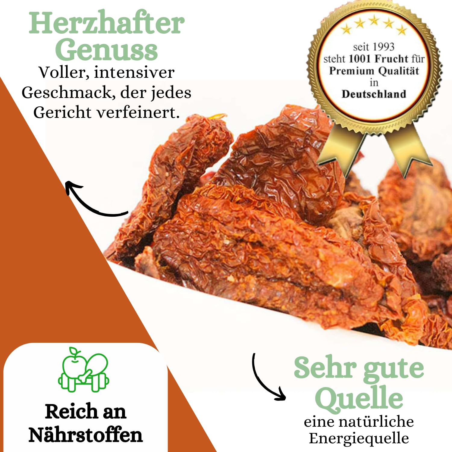1001 Frucht getrocknete Tomaten ohne Öl 1000 g I Trockenfrüchte für Salate Nudelgerichte Aufläufe Suppen I trockene Tomaten liefern Beta Carotin I Tomaten getrocknet in Premium Qualität 1 kg