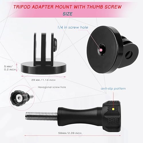 Miniatura 8 de Adaptador de montaje de trípode Alumium, adaptador de montaje roscado GoPro, trípode de cámara de acción, montaje de aluminio, para GoPro Max, GoPro