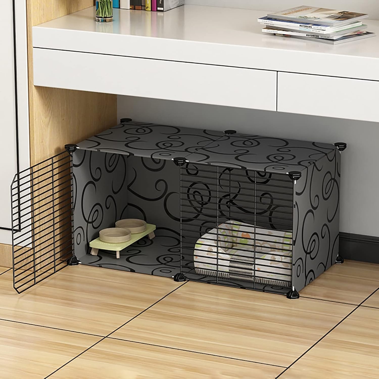 Indoor Cat Cage,DIY Cat Enclosure Small Animals Cages,Anti-Jumping Kitten Crate Indoor Use Pet Cages for Cats,Bunny,Chinchilla,C-One Layer Blue