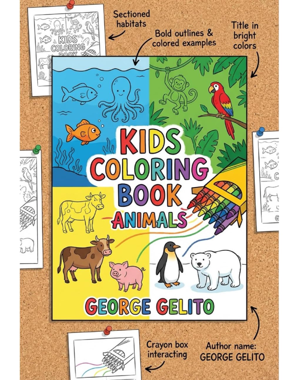 My First Animal Coloring Book: Simple Pictures for Kids Ages 3-5 to Color and Learn
